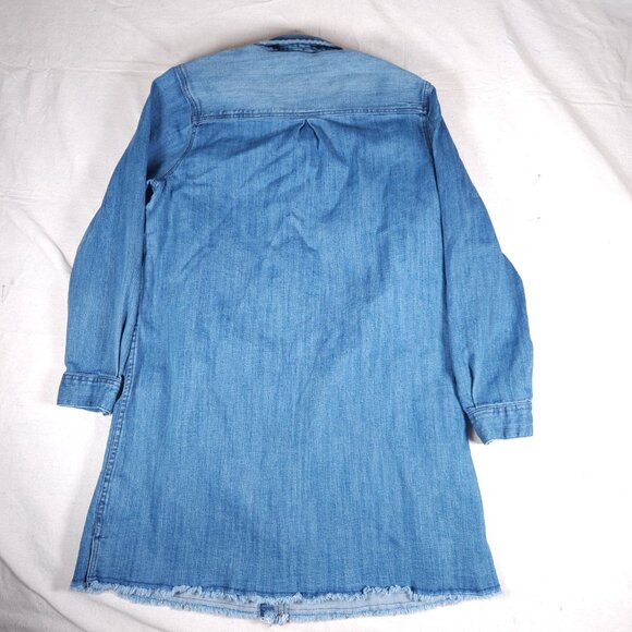 Natural Reflections Denim Shirt Dress Tunic Womens 16 Blue Raw Hem Boho Grunge - Picture 13 of 16
